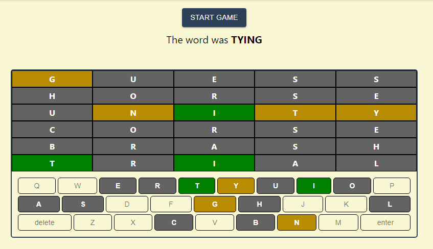 Image of Word game site
